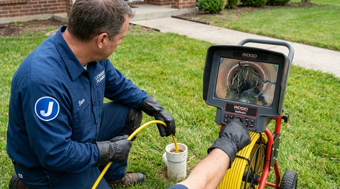 Sewer camera inspection being performed by Johns Plumbing LLC in Darien